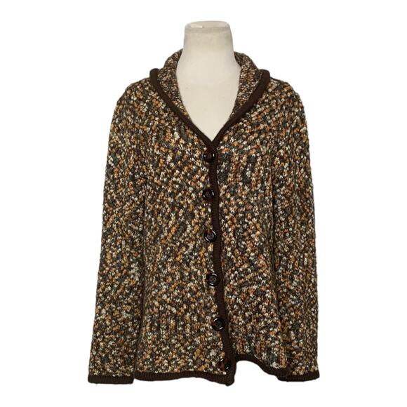 Caroll Reed Button Up Brown Tweed Cardigan Size X - Picture 1 of 9
